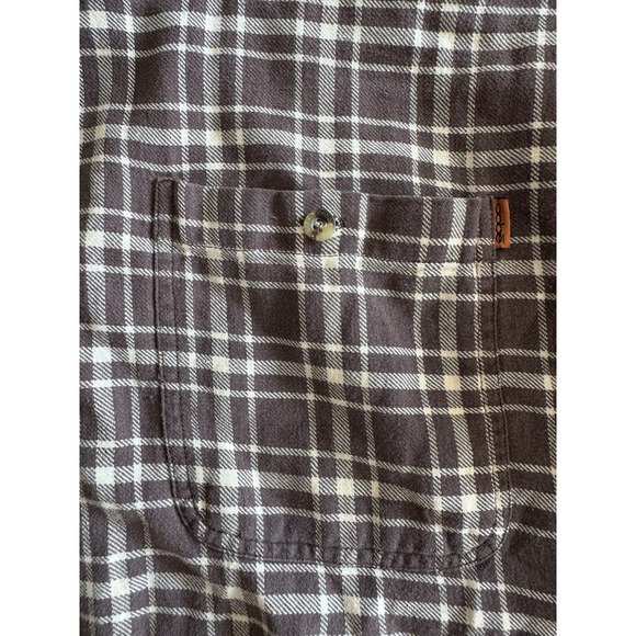 OOBE Brown Plaid Flannel Long Sleeve Sz XL Button Down Shirt VINTAGE Small Hole - Picture 9 of 9